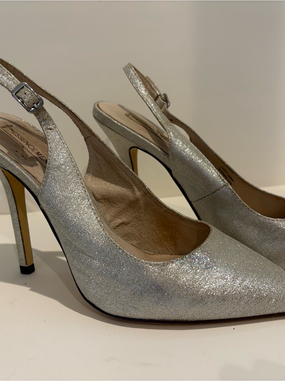 Sparkle Silver Slingback Pointed-Toe Heels - Picture 4 of 4